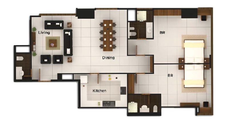 2 Beds 1722 Sq. Ft. Apartment in Aabar Al Durrah Tower