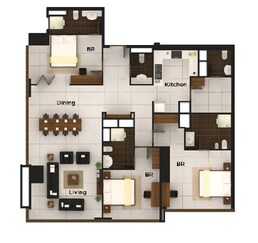 3 Beds 2001 Sq. Ft. Apartment in Aabar Al Durrah Tower