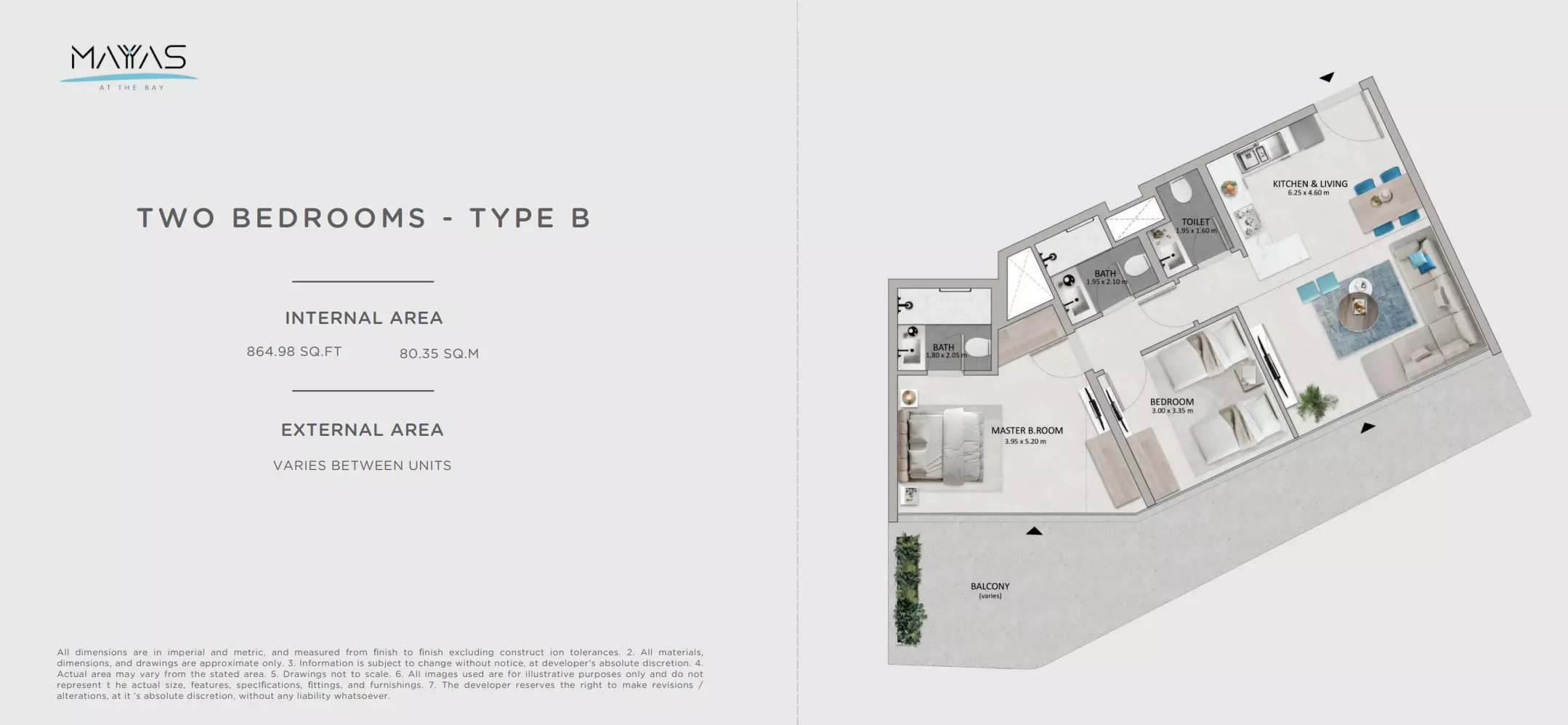 2 Beds 864 Sq. Ft. Apartment in Advanced Mayyas
