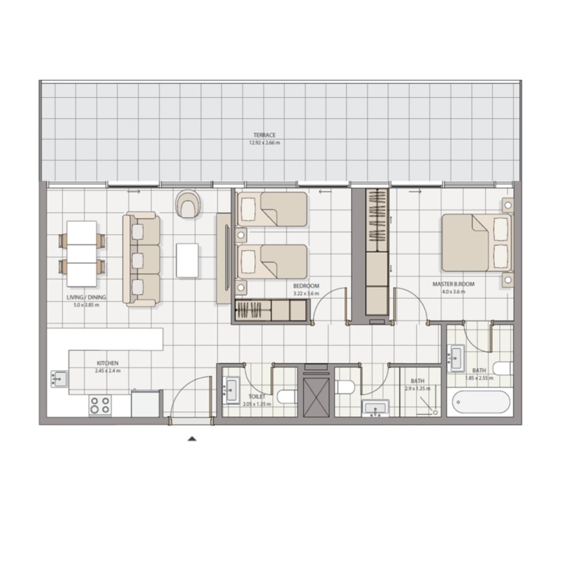 2 Beds 1234 Sq. Ft. Apartment in Advanced The Icon Tower