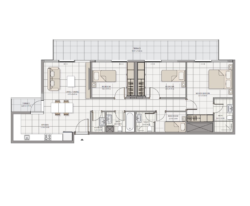 3 Beds 1965 Sq. Ft. Apartment in Advanced The Icon Tower