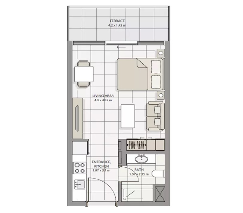 493 Sq. Ft. Studio in Advanced The Icon Tower