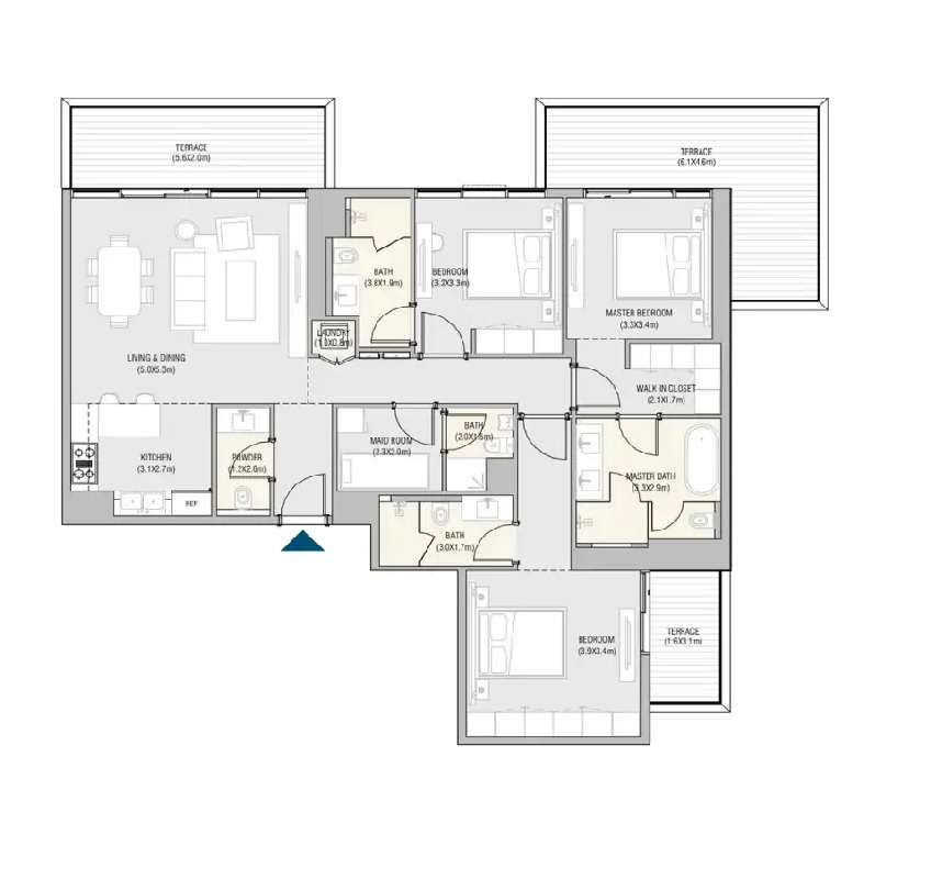 Alain Vida Residences 3 Beds Layout