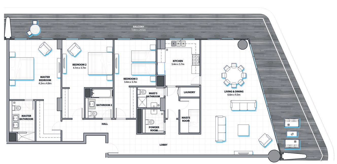 3 Beds 2714 Sq. Ft. Apartment in Aldar Al Hadeel