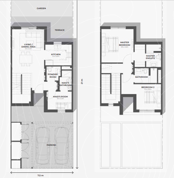 Aldar Alghadeer 2 Beds Layout
