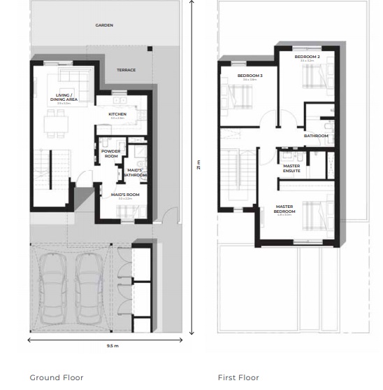 Aldar Alghadeer 3 Beds Layout