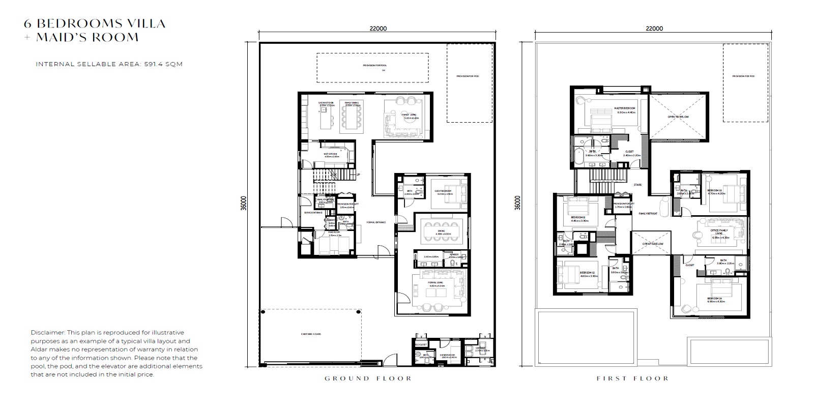 5 Beds 6366 Sq. Ft. Villa in Aldar Ethir Villas