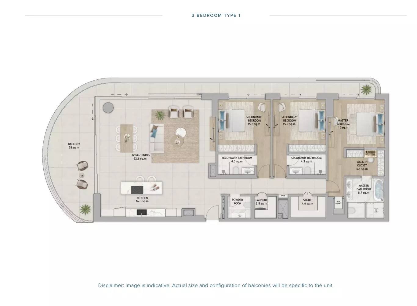 3 Beds 3261 Sq. Ft. Apartment in Aldar Fahid Beach Terraces