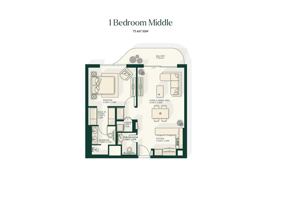 1 Bed 791 Sq. Ft. Apartment in Aldar Gardenia Bay Apartments