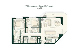 2 Beds 1424 Sq. Ft. Apartment in Aldar Gardenia Bay Apartments