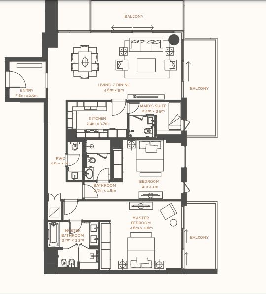 2 Beds 2433 Sq. Ft. Apartment in Aldar Mamsha Al Saadiyat