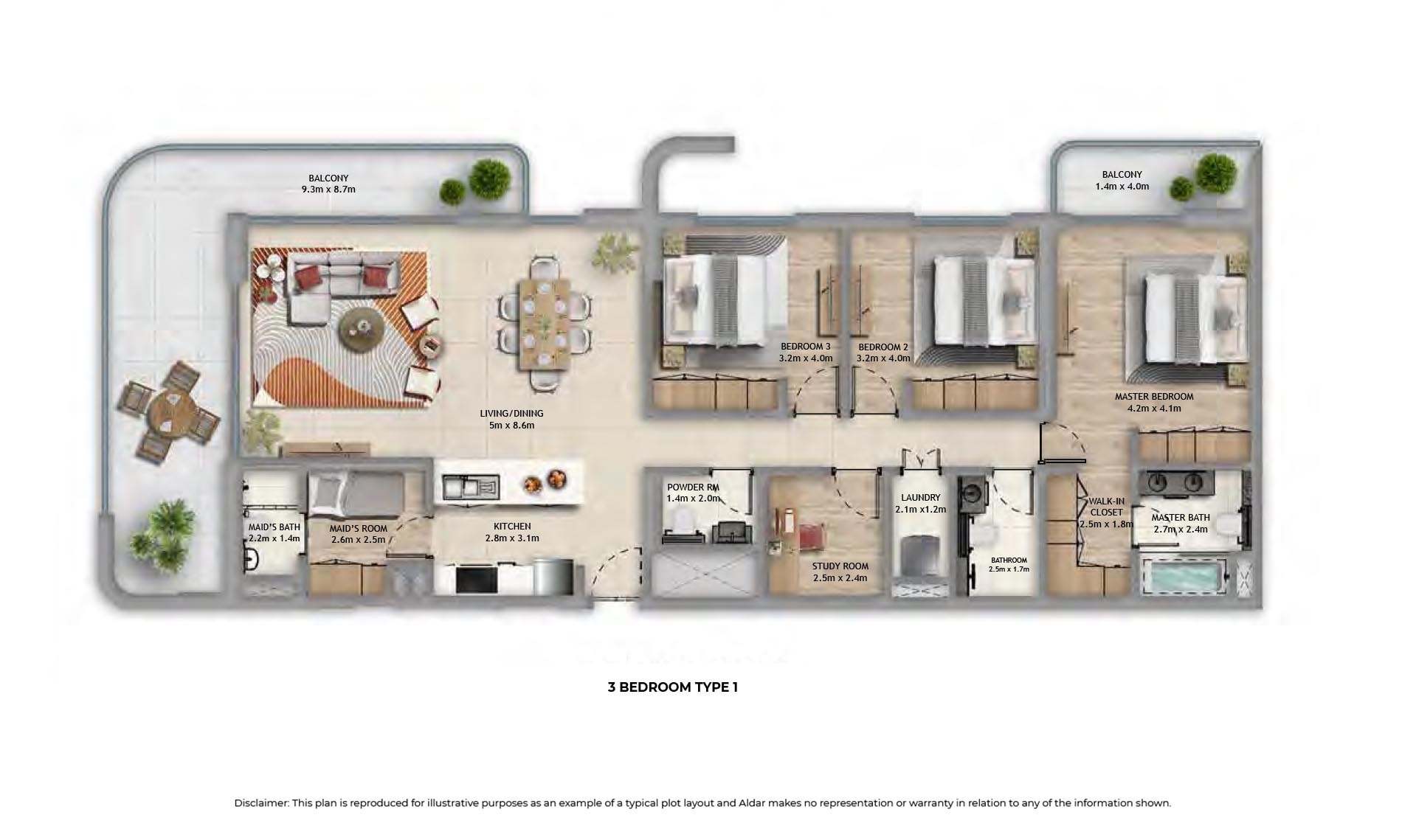 3 Beds 2302 Sq. Ft. Apartment in Aldar Manarat Living 2