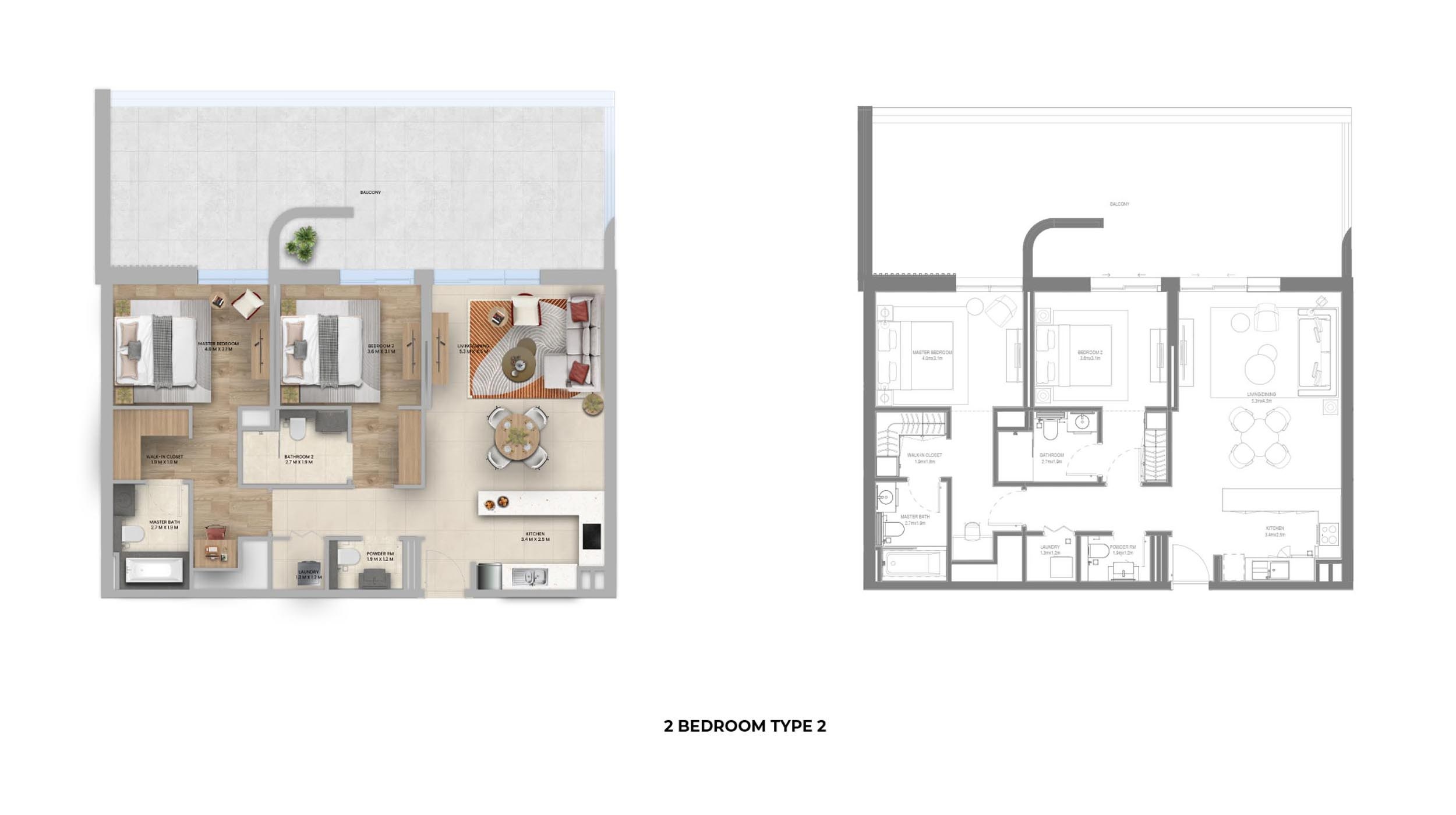 Aldar Manarat Living 3 2 Beds Layout