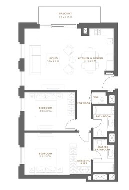 2 Beds 1087 Sq. Ft. Apartment in Aldar Reflection