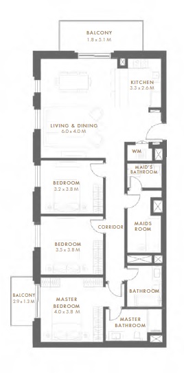 Aldar Reflection 3 Beds Layout
