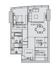 Aldar Sun Tower 1 Bed Layout