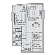 Aldar Sun Tower 2 Beds Layout