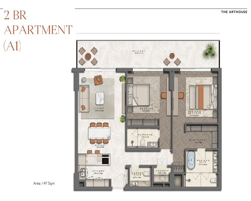 2 Beds 1582 Sq. Ft. Apartment in Aldar The Arthouse
