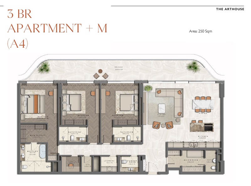 3 Beds 2691 Sq. Ft. Apartment in Aldar The Arthouse