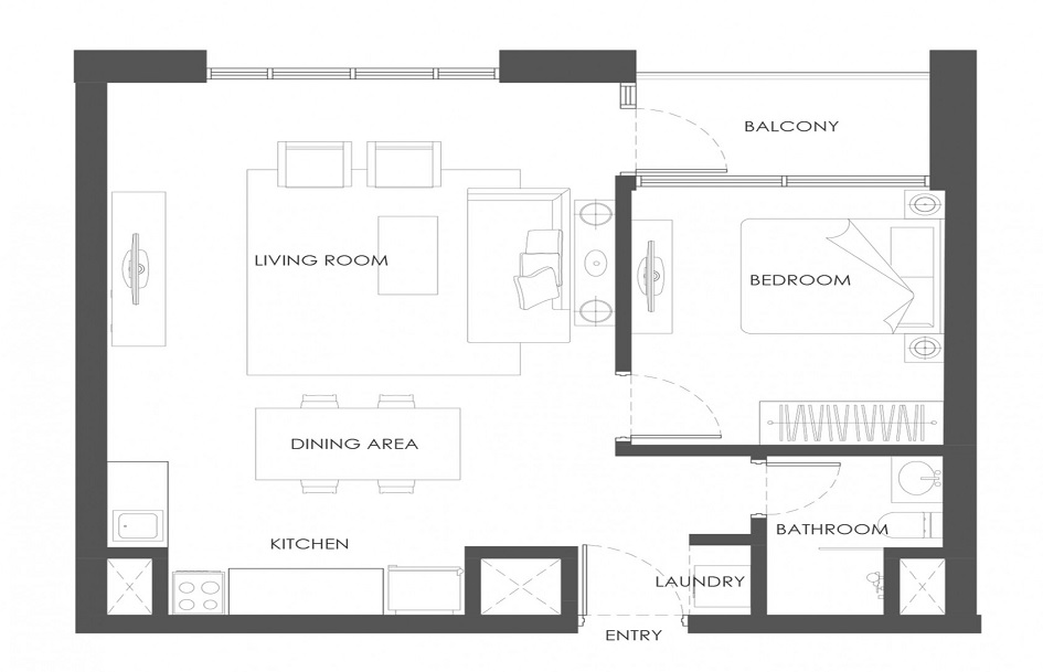 Aldar The Bridges 1 Bed Layout
