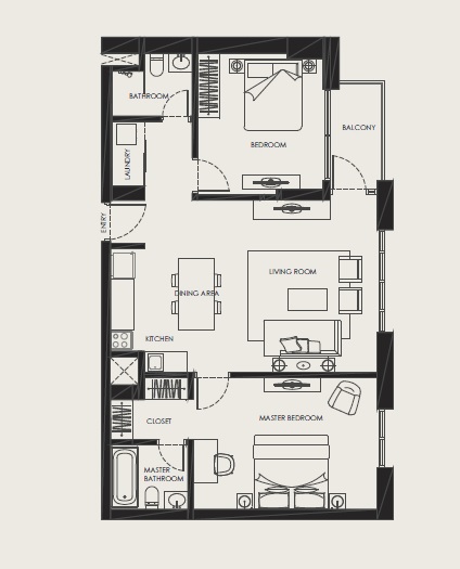 Aldar The Bridges 2 Beds Layout