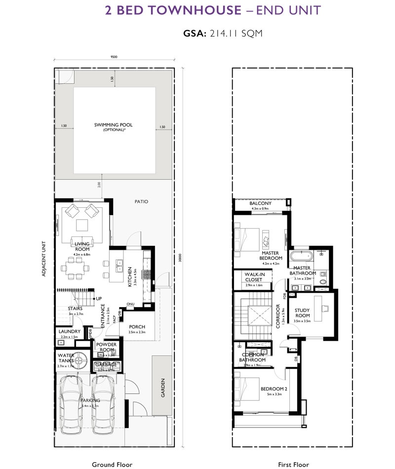 2 Beds 2303 Sq. Ft. Townhouse in Aldar The Magnolias