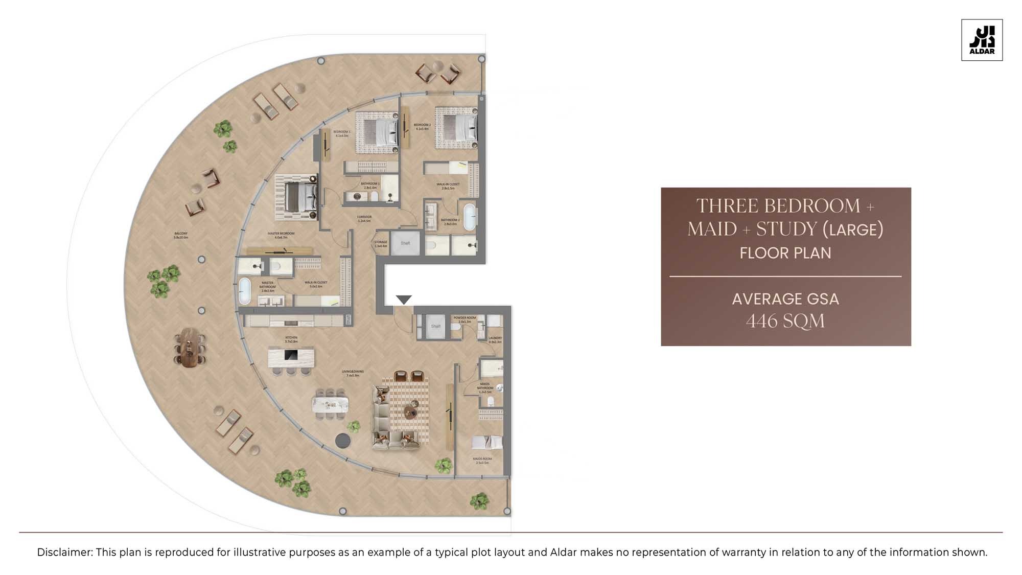 3 Beds 4800 Sq. Ft. Apartment in Aldar The Row