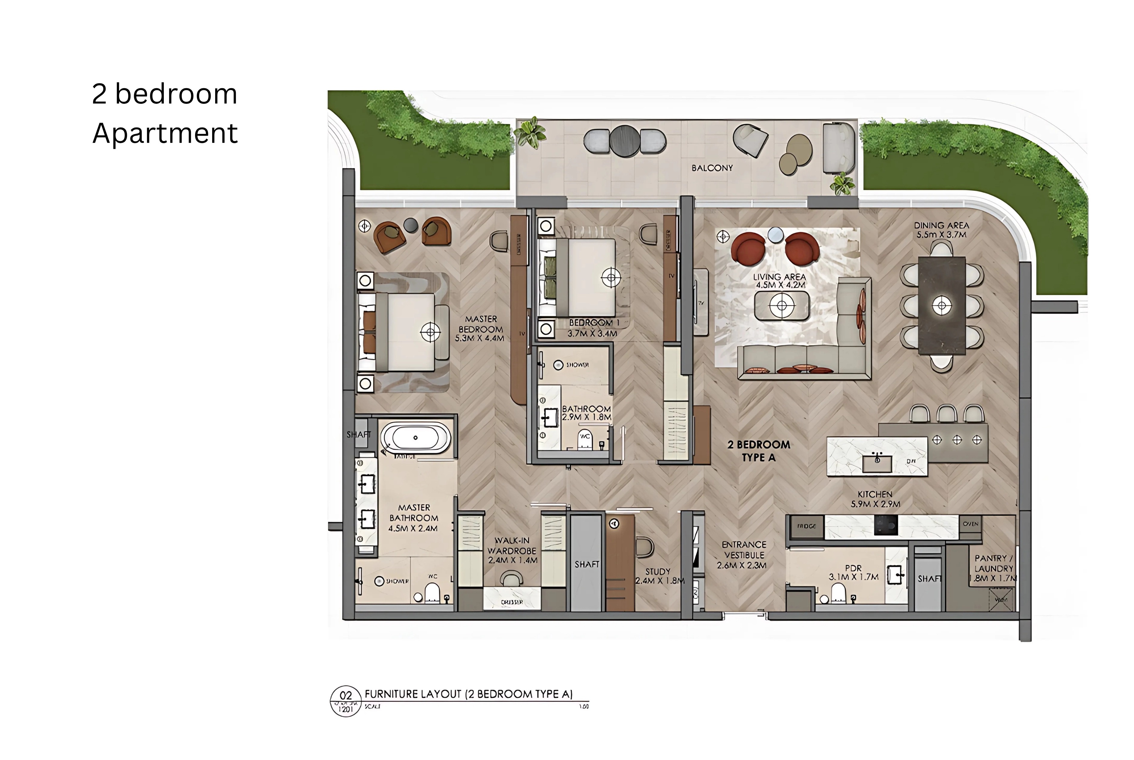 Aldar Waldorf Astoria Residences 2 Beds Layout