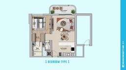1 Bed 764 Sq. Ft. Apartment in Aldar Yas Living