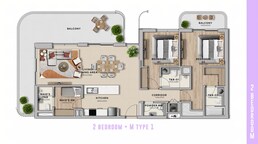 2 Beds 1657 Sq. Ft. Apartment in Aldar Yas Living