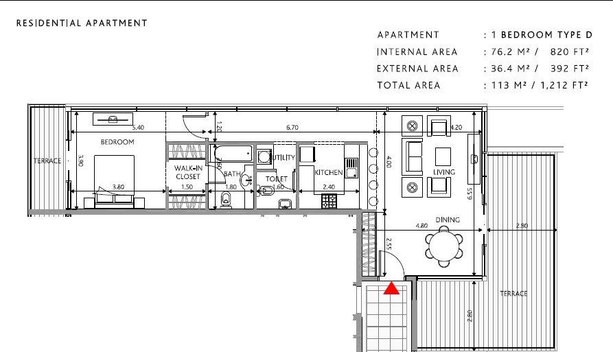 Bloom Park View 1 Bed Layout