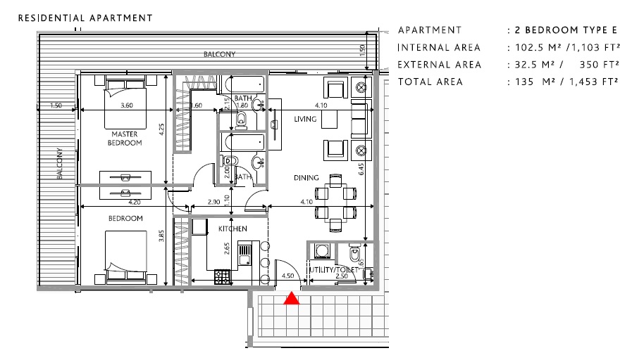 Bloom Park View 2 Beds Layout
