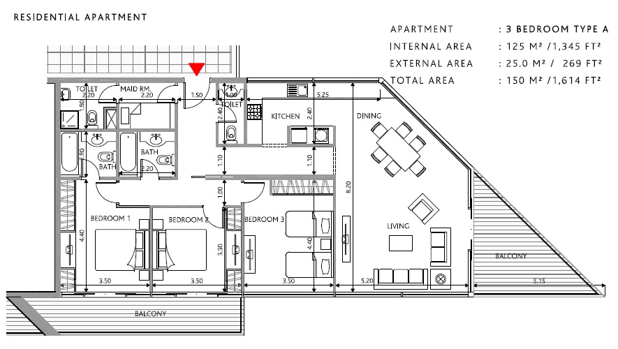 Bloom Park View 3 Beds Layout
