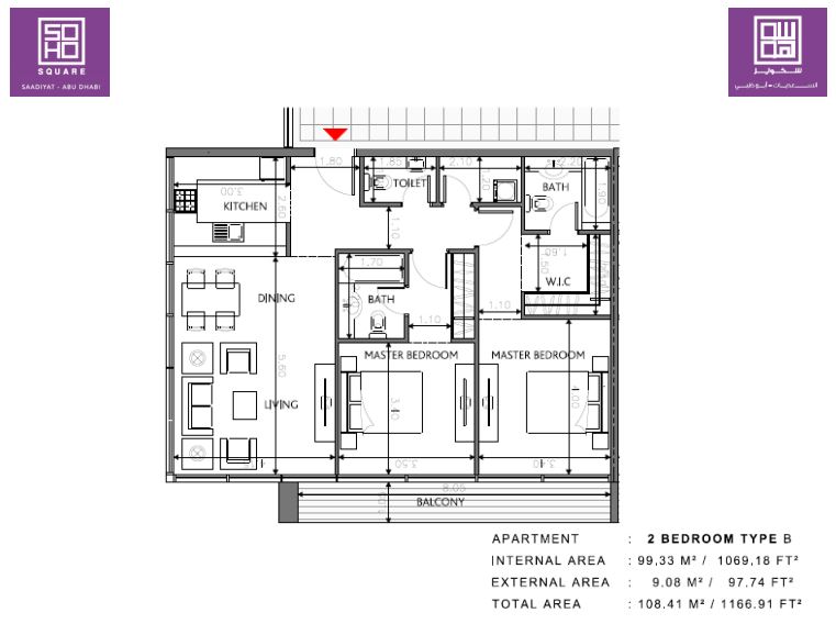 2 Beds 1167 Sq. Ft. Apartment in Bloom Soho Square Residences