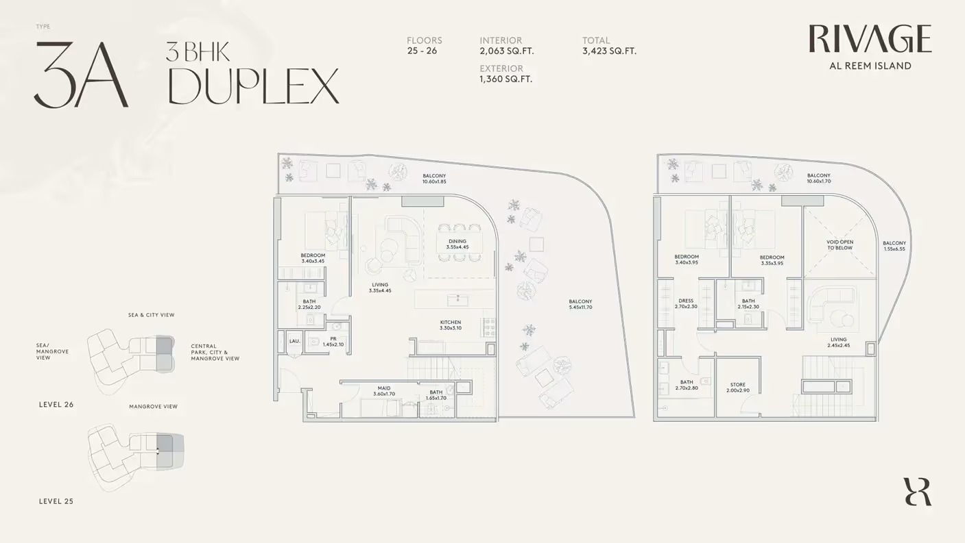 3 Beds 3423 Sq. Ft. Apartment in Deyaar Rivage