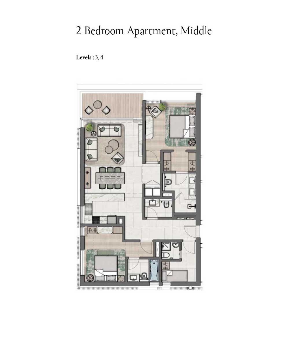 Imkan Naseem AlJurf 2 Beds Layout