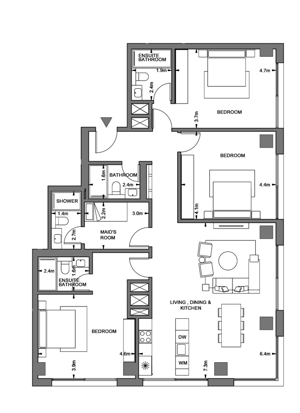 3 Beds 1670 Sq. Ft. Apartment in Imkan Pixel