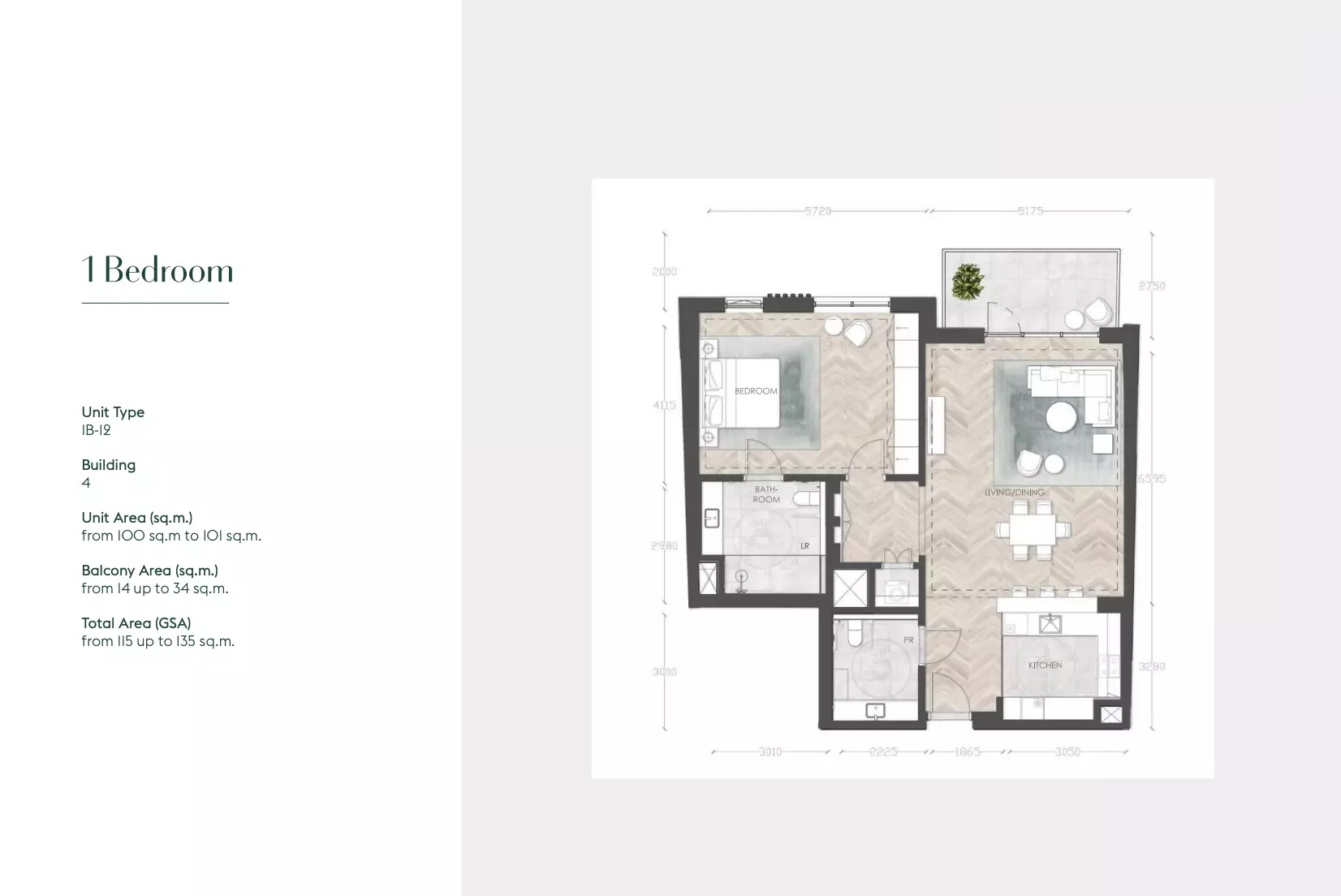 Lead Jubail Terraces 1 Bed Layout