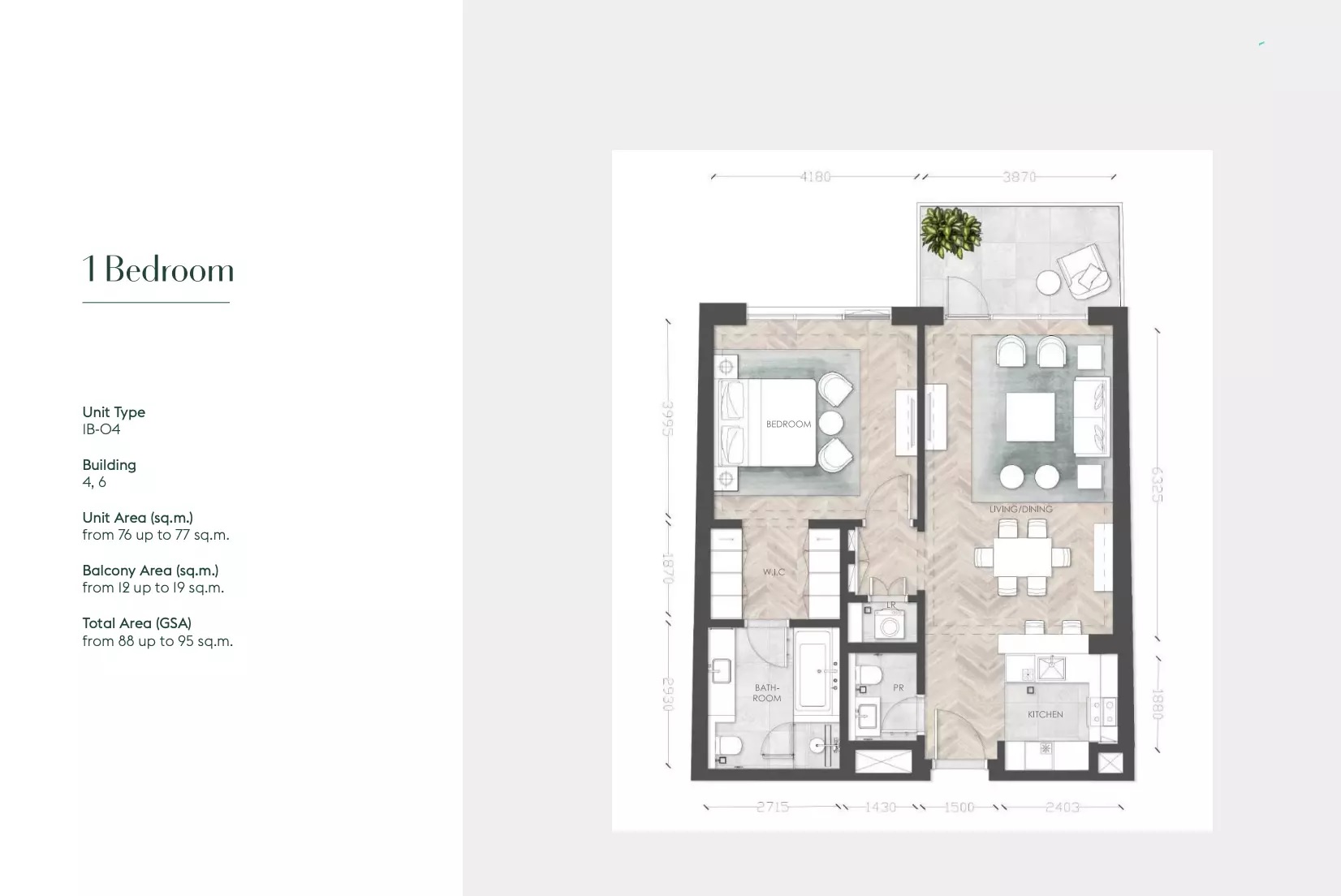 Lead Jubail Terraces 1 Bed Layout