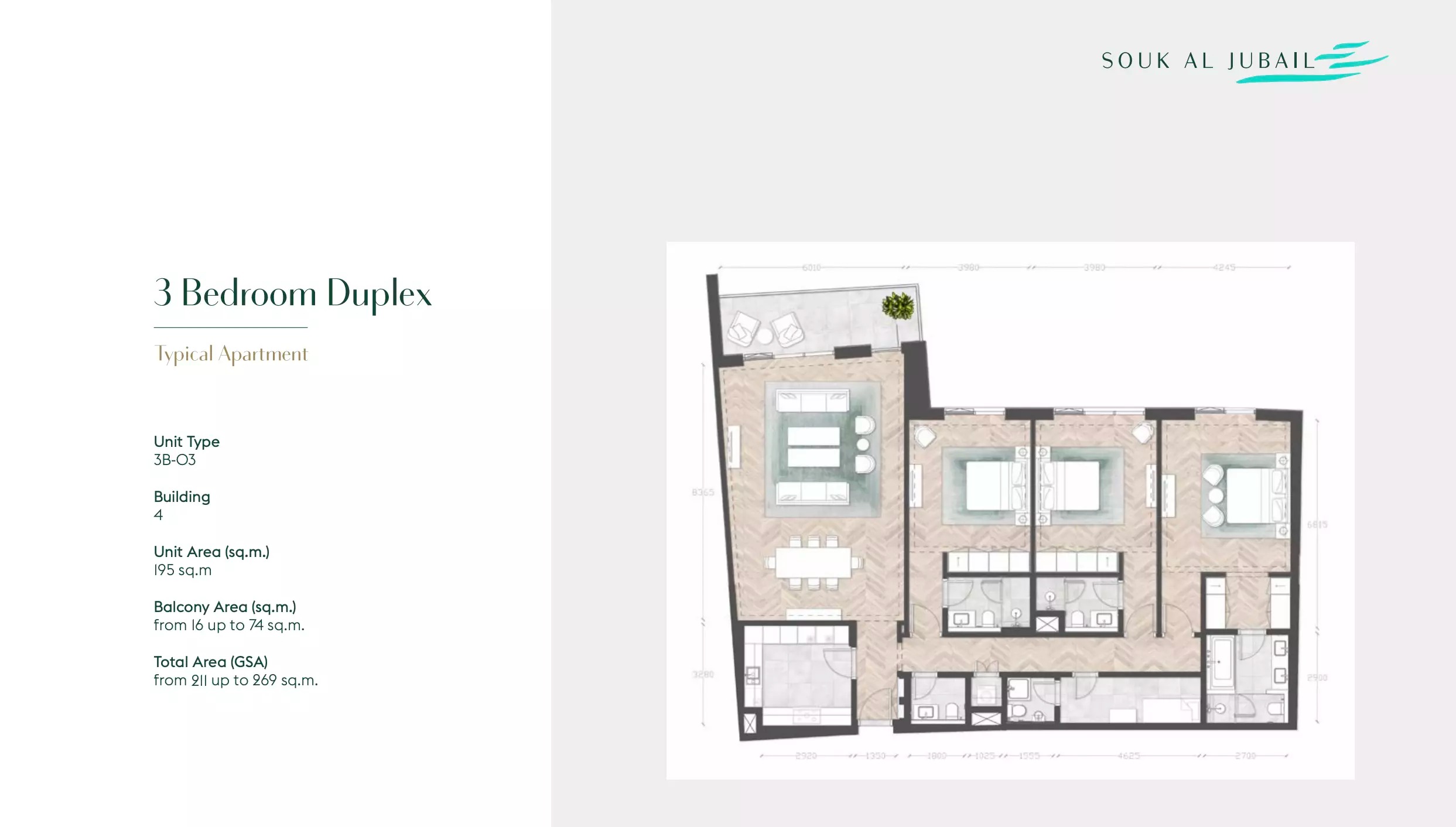 Lead Souk Al Jubail 3 Beds Layout