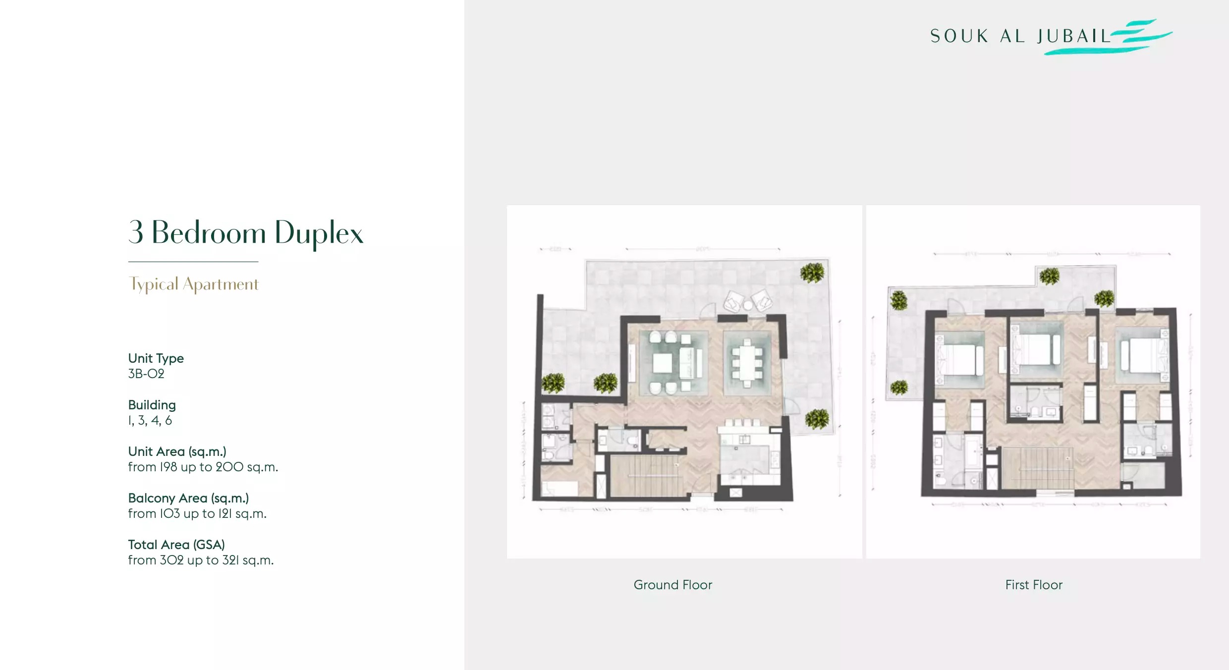Lead Souk Al Jubail 3 Beds Layout