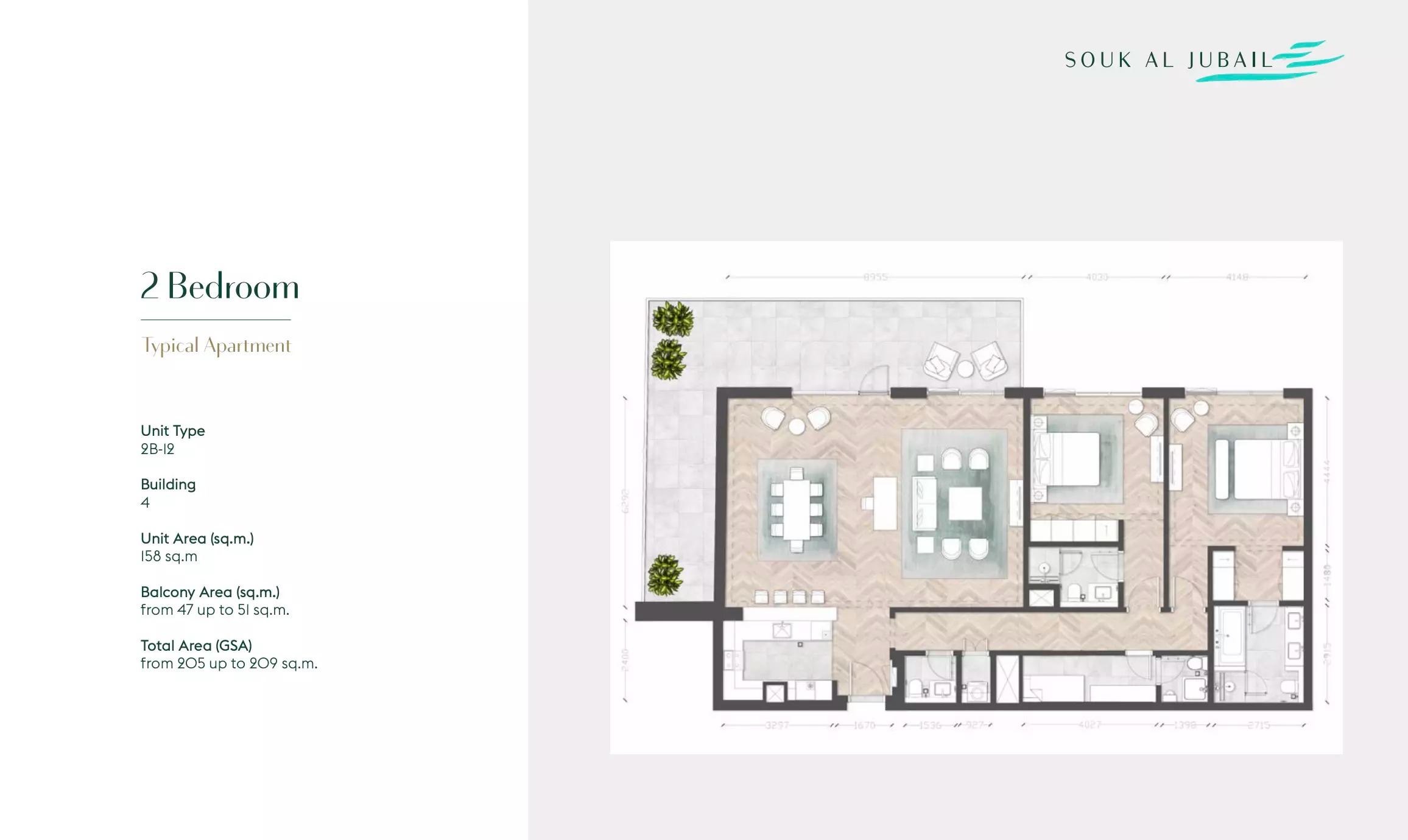 Lead Souk Al Jubail 2 Beds Layout
