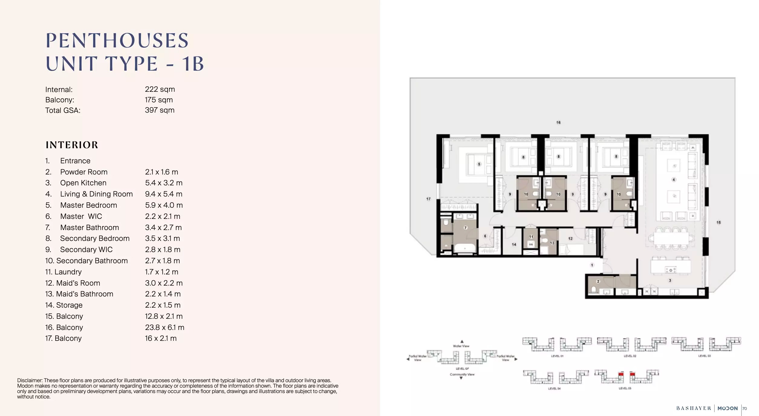4 Beds 4273 Sq. Ft. Penthouse in Modon Bashayer Residences
