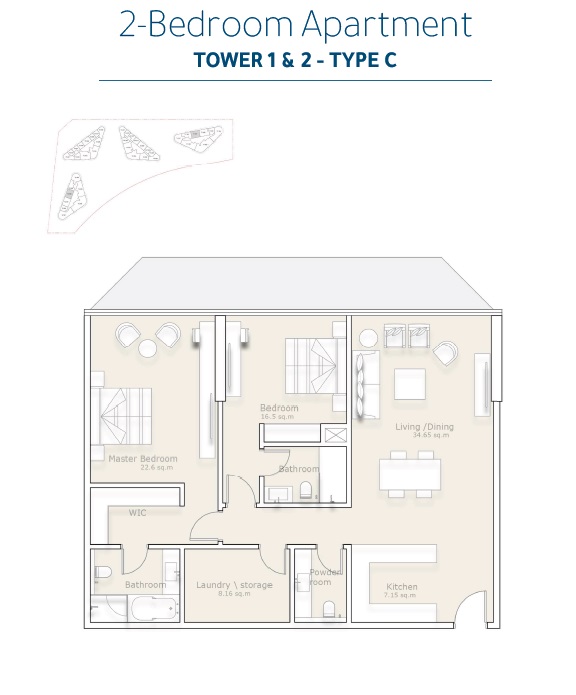 2 Beds 1614 Sq. Ft. Apartment in Nine Sea La Vie Residences