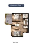 Radiant Atrium Towers 1 Bed Layout