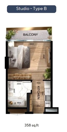 358 Sq. Ft. Studio in Radiant Atrium Towers