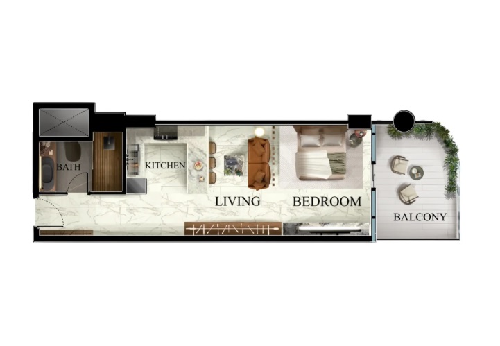 496 Sq. Ft. Studio in Radiant Elite Tower