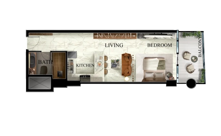 638 Sq. Ft. Studio in Radiant Elite Tower