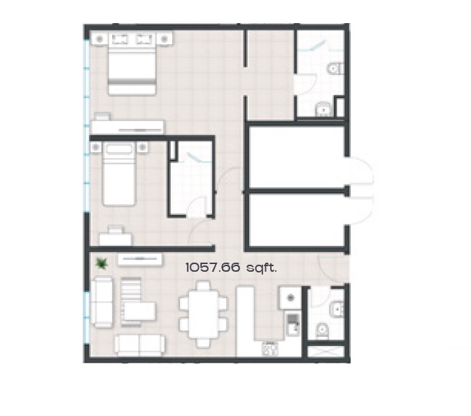 Radiant Garden Towers 2 Beds Layout