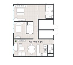 2 Beds 1057 Sq. Ft. Apartment in Radiant Garden Towers